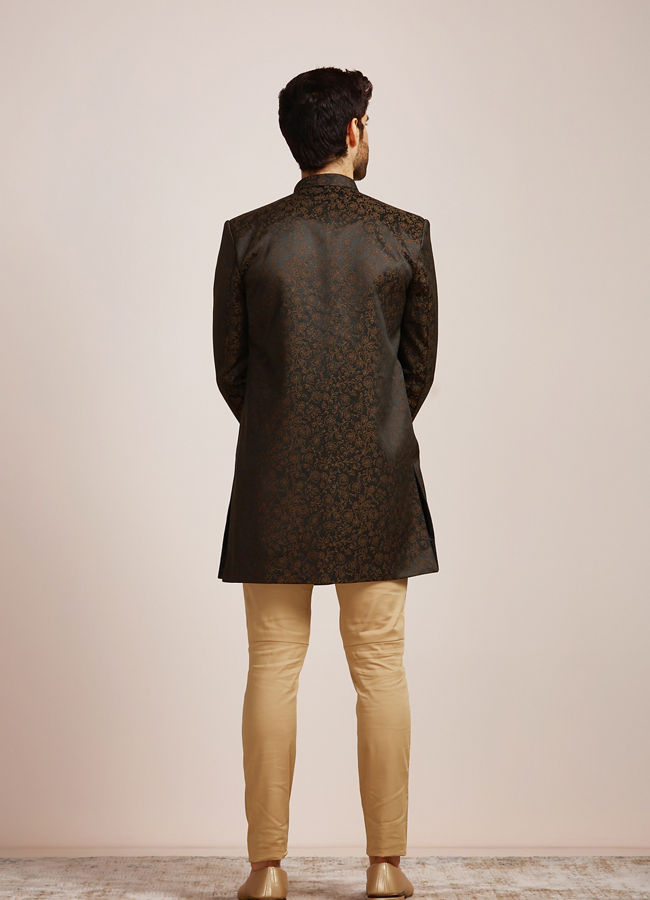 Manyavar Men Dusty Black Indo Western Set