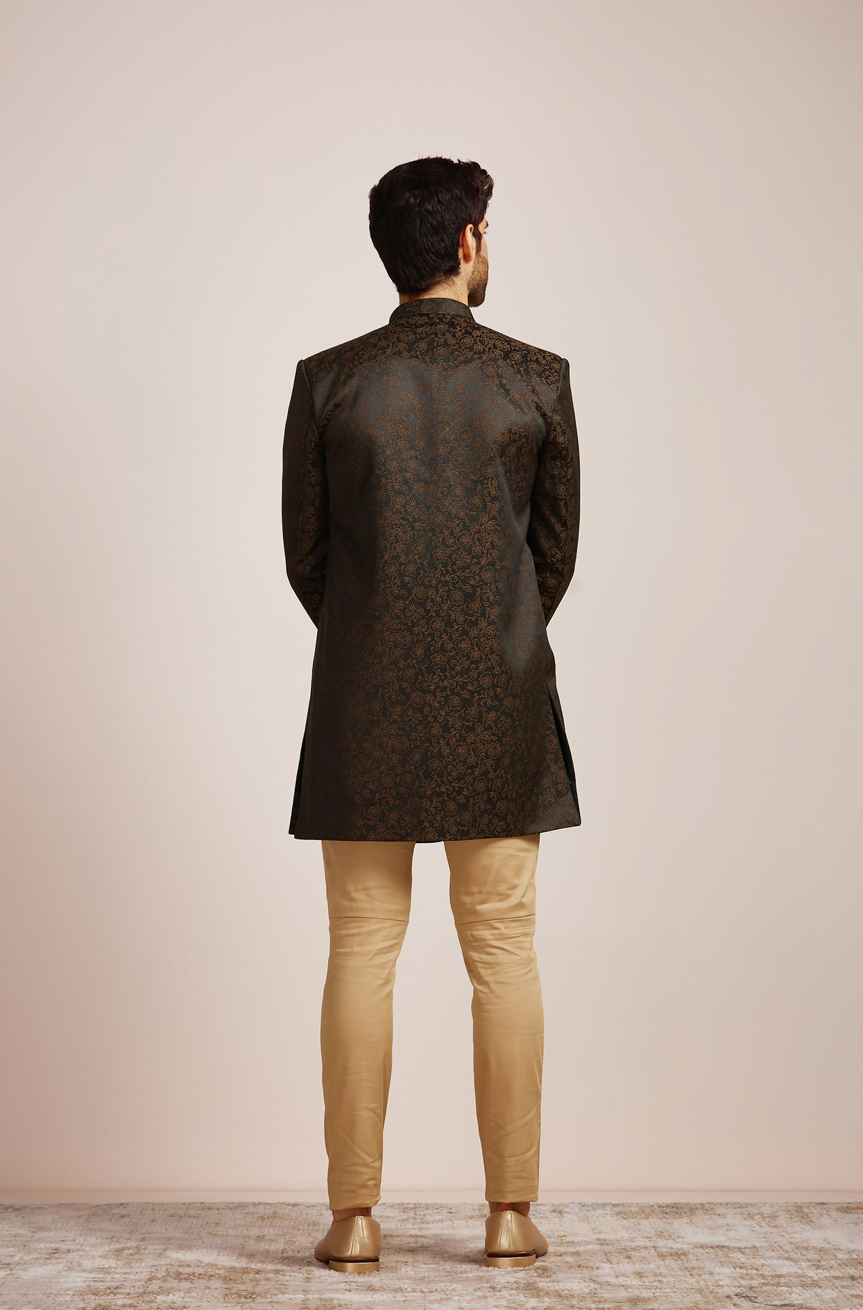 Manyavar Men Dusty Black Indo Western Set