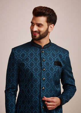 alt message - Manyavar Men Light Green Kurta Set image number 0