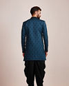 Manyavar Men Classic Blue Brocade Design Indo Western