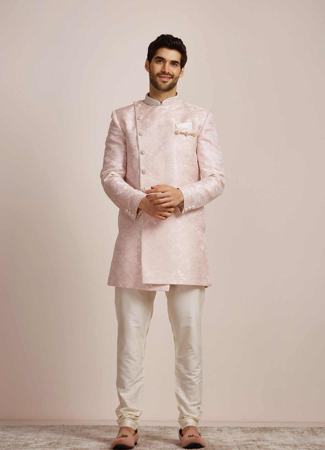 Manyavar Men Rani Pink Indo Western Set