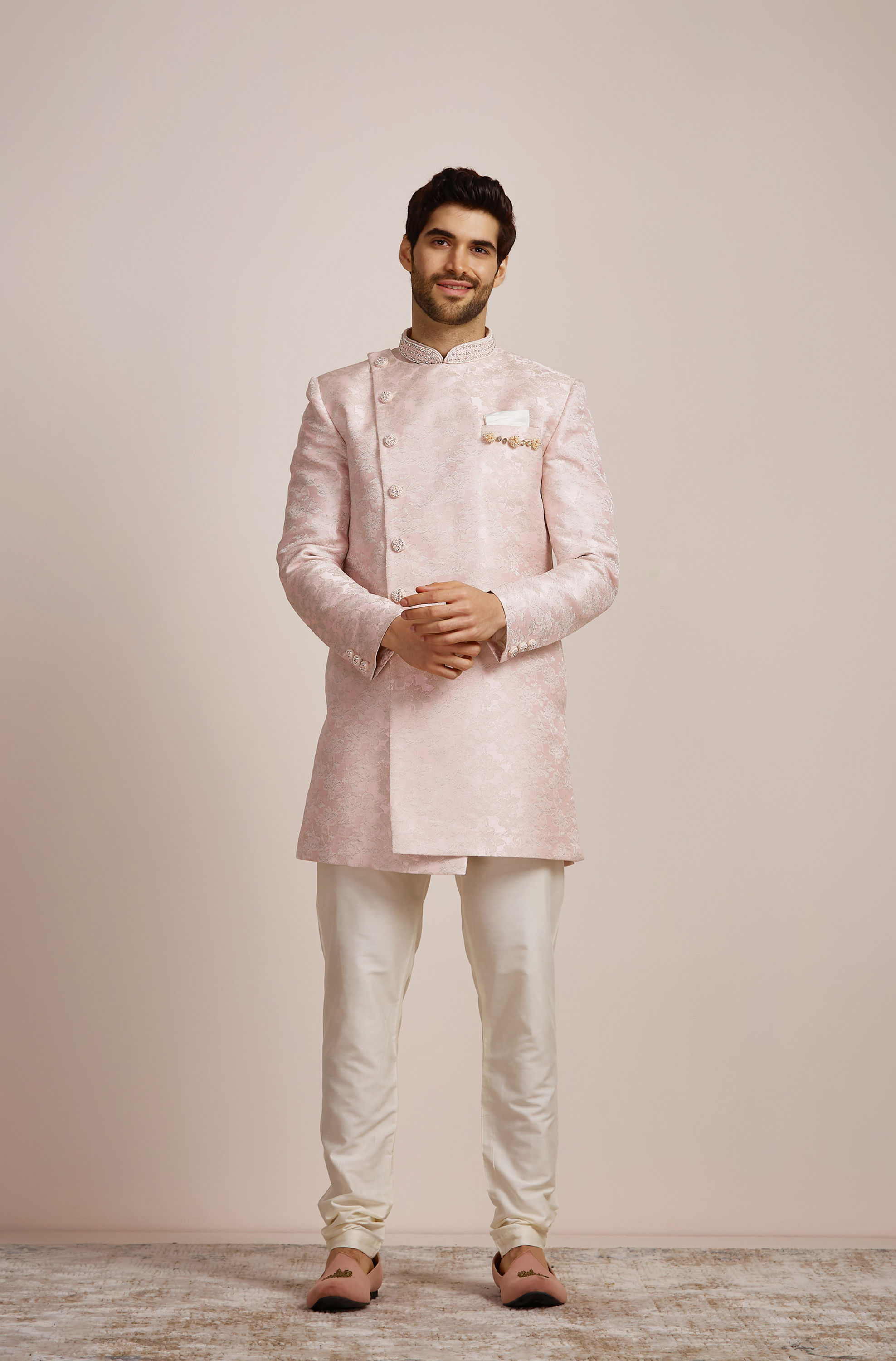 Manyavar Men Rani Pink Indo Western Set