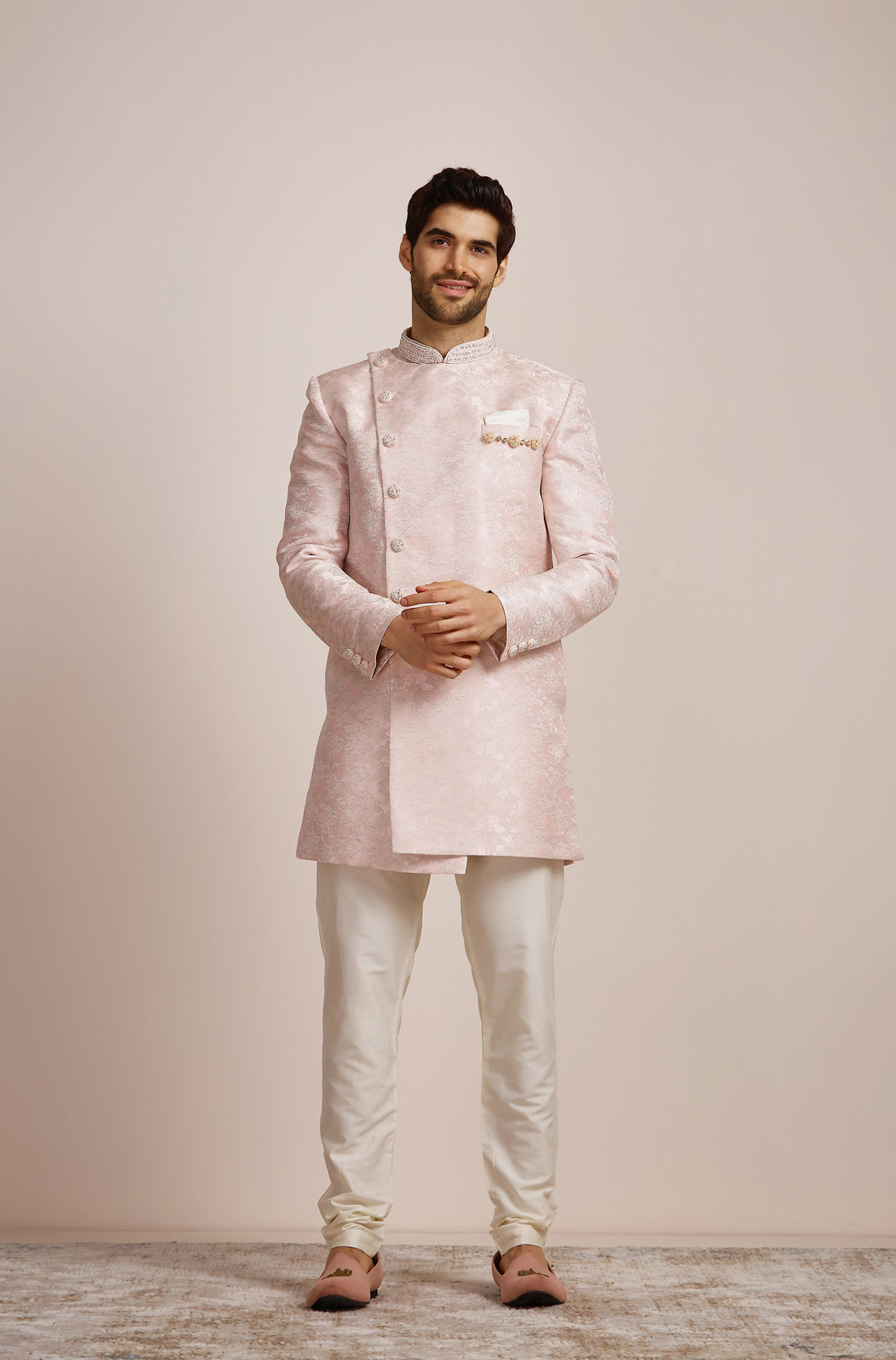 Manyavar Men Rani Pink Indo Western Set