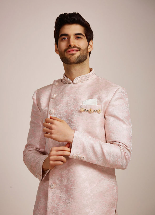 alt message - Manyavar Men Rani Pink Indo Western Set image number 0