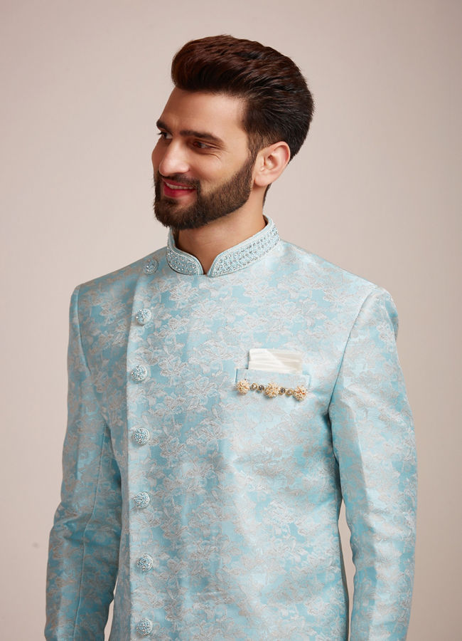 Buy Crystal Blue Indo Western Set Online in India @Manyavar - Indo ...