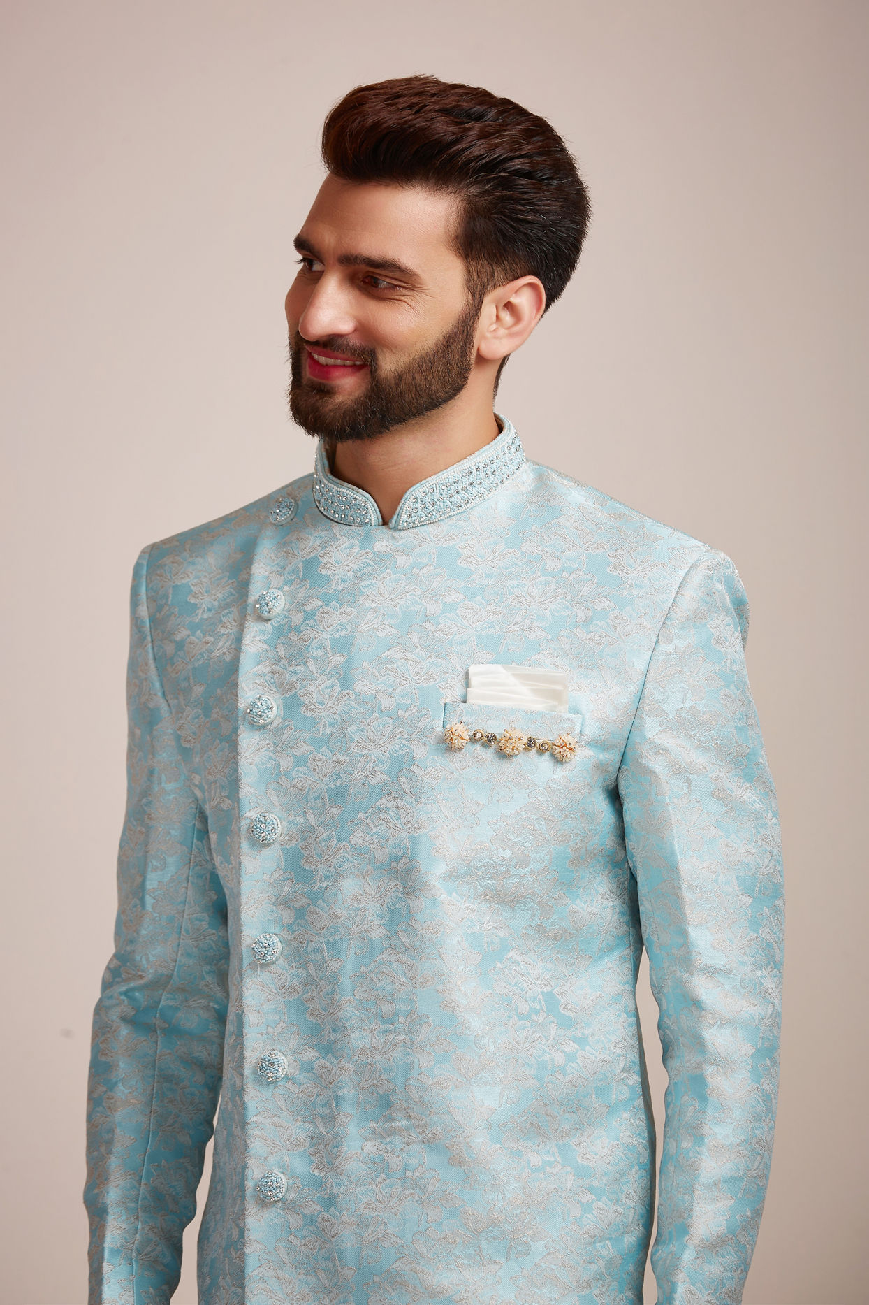 Buy Crystal Blue Indo Western Set Online in India @Manyavar - Indo ...