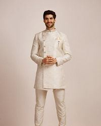 Manyavar Men Beige Indo Western Set