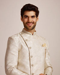 Manyavar Men Beige Indo Western Set