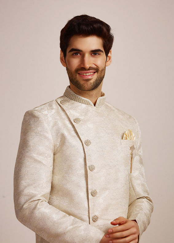 Manyavar Men Beige Indo Western Set