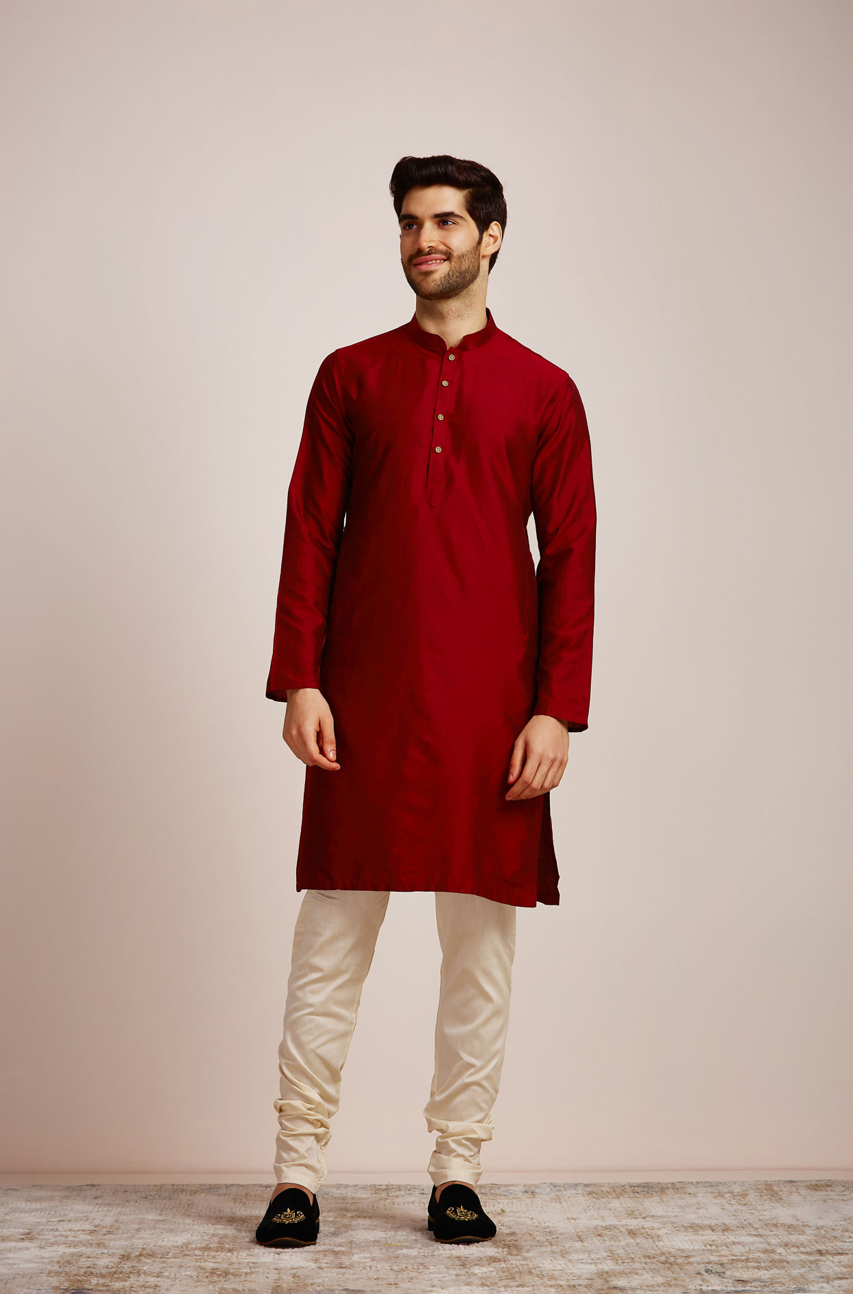 Manyavar Men Festive Black Floral Layered Indo Western