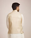 alt message - Manyavar Men Pearl Cream Patterned Jacket image number 3