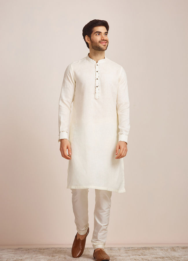 Manyavar Men Sublime Cream Buttoned Kurta