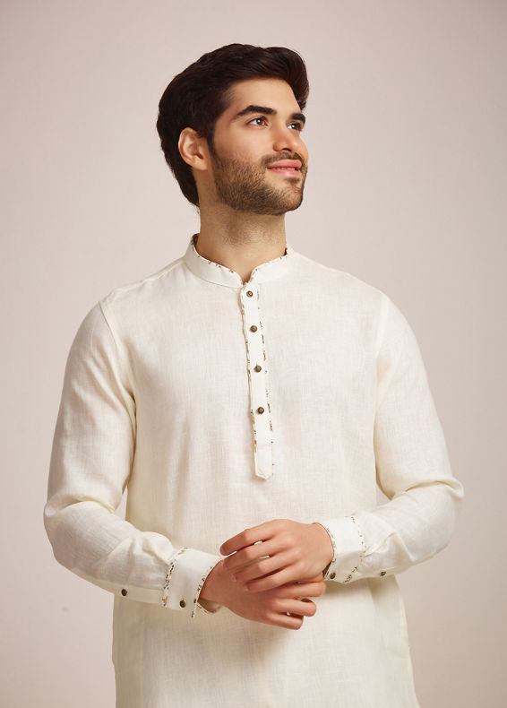 Manyavar Men Sublime Cream Buttoned Kurta