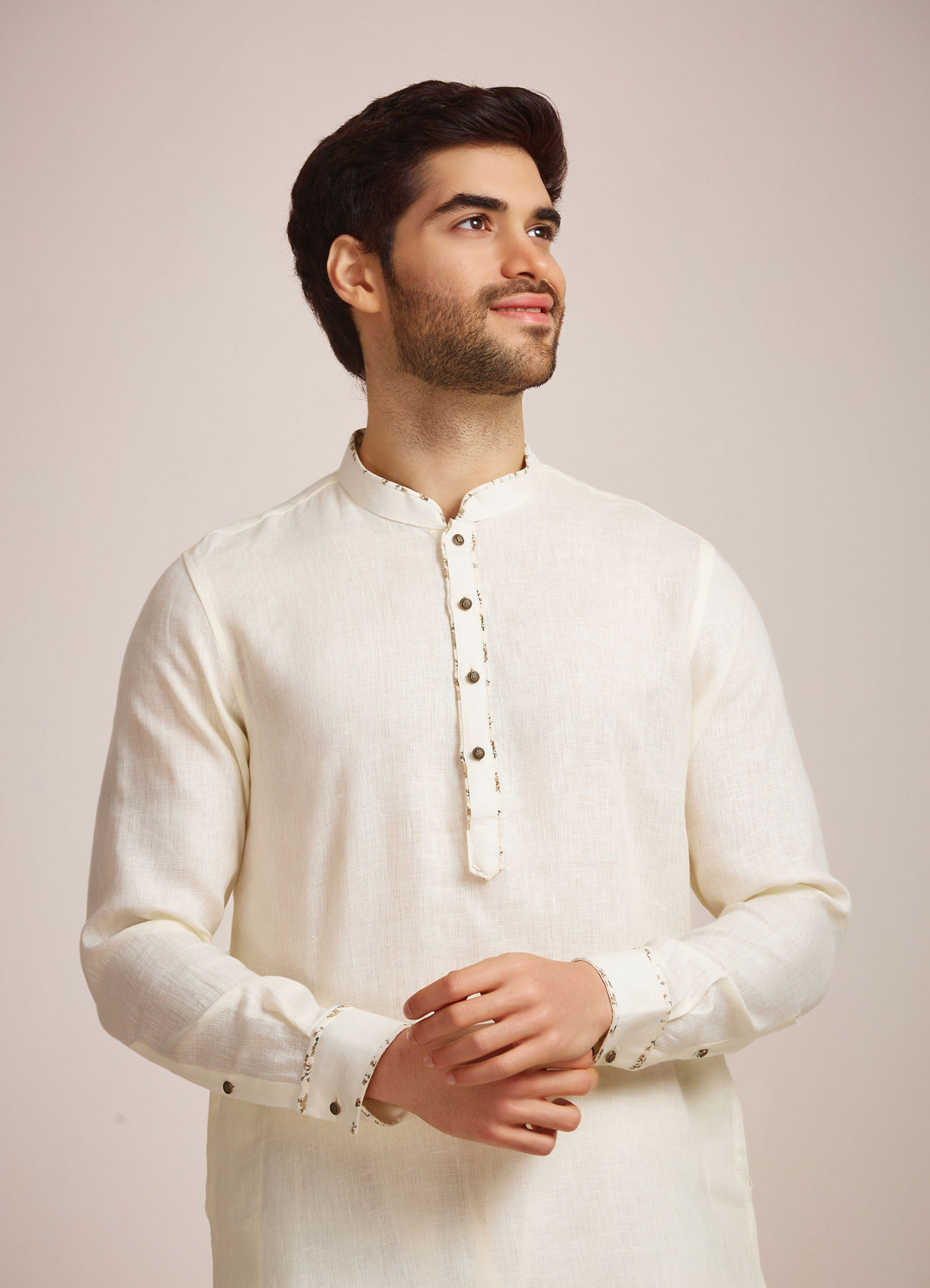 Manyavar Men Sublime Cream Buttoned Kurta