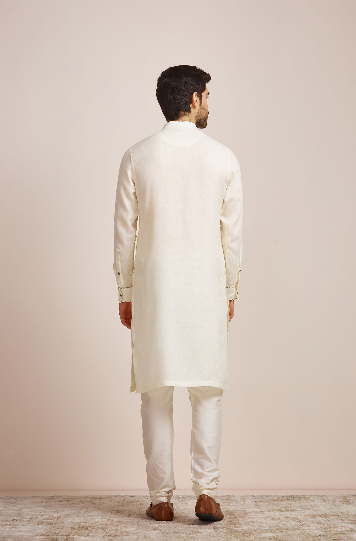 Manyavar Men Sublime Cream Buttoned Kurta image number 3