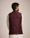Manyavar Men Wine Blended Rayon Classic Fancy Nehru Jacket