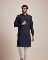 Manyavar Men Midnight Blue Plain Kurta