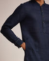 Midnight Blue Plain Kurta image number 2