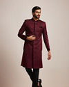 Manyavar Men Wine Patterned Sherwani Set