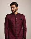 Wine Patterned Sherwani Set