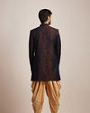 Manyavar Men Blue Brocade Indo Western Set