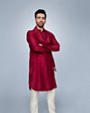 Manyavar Men Maroon Radiance Kurta Pajama image number 0