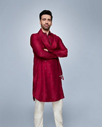 Manyavar Men Maroon Radiance Kurta Pajama