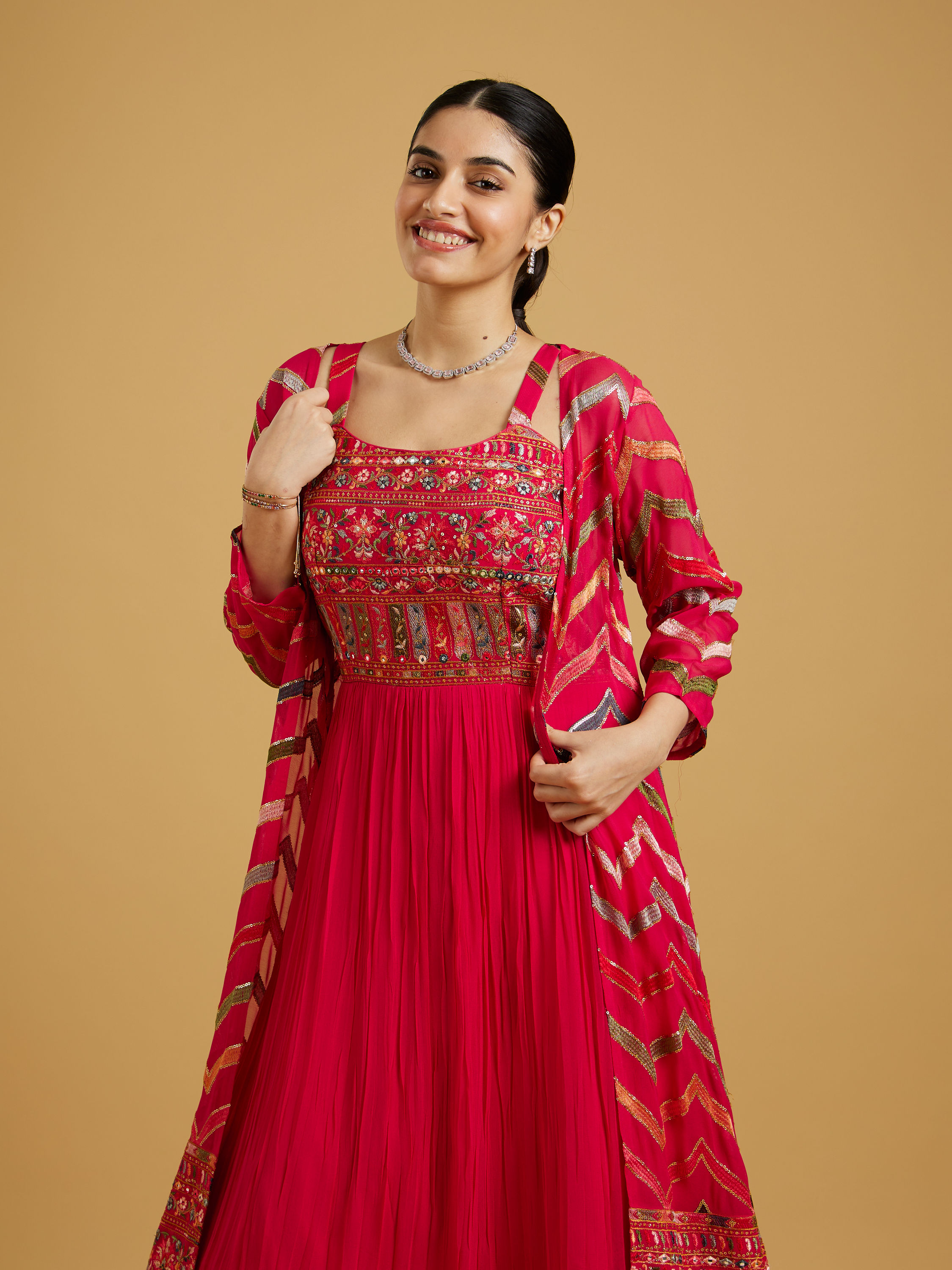 Mohey Women Ravishing Rani Anarkali Suit Ensemble