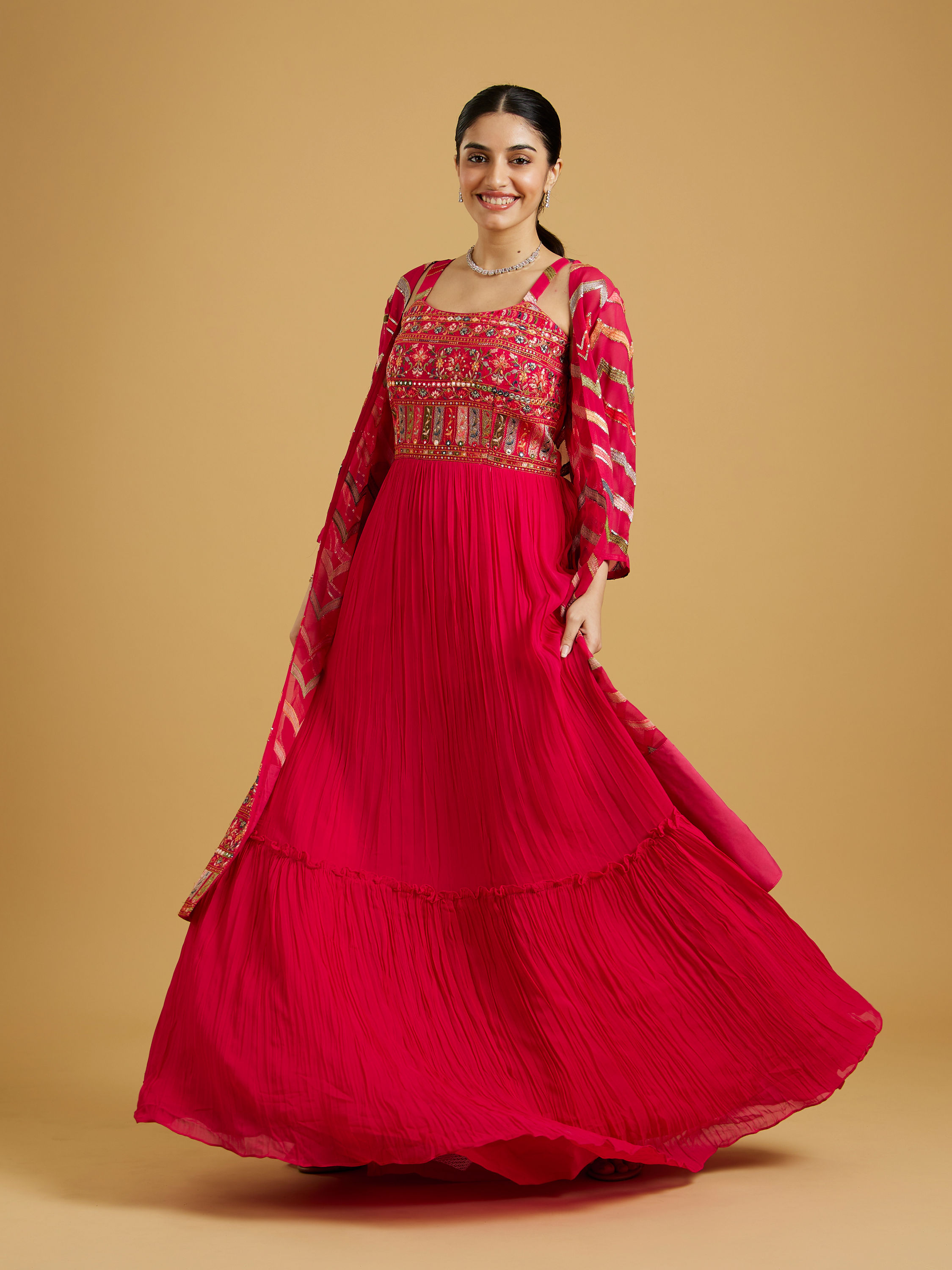 Mohey Women Ravishing Rani Anarkali Suit Ensemble