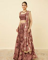 Mohey Women Ash Rose Pink Floral Printed Lehenga