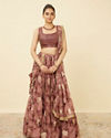 Mohey Women Ash Rose Pink Floral Printed Lehenga image number 0