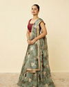 alt message - Mohey Women Sage Green Floral Printed Lehenga image number 3