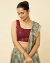Mohey Women Sage Green Floral Printed Lehenga