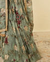 Mohey Women Sage Green Floral Printed Lehenga