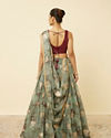 alt message - Mohey Women Sage Green Floral Printed Lehenga image number 4