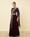 alt message - Mohey Women Wine Embellished Lehenga image number 3