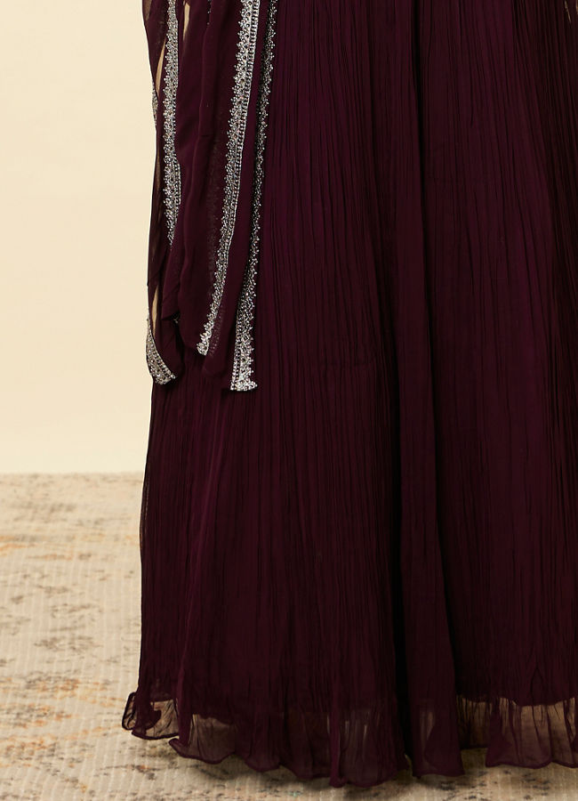 Mohey Women Wine Embellished Lehenga