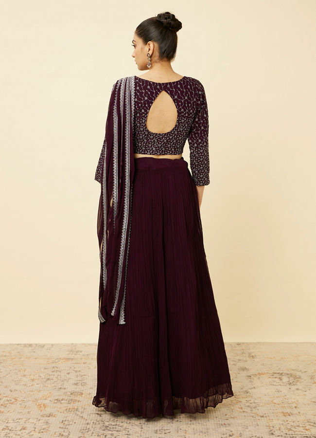 Mohey Women Wine Embellished Lehenga