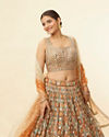 Mohey Women Rust and Seafoam Green Lehenga