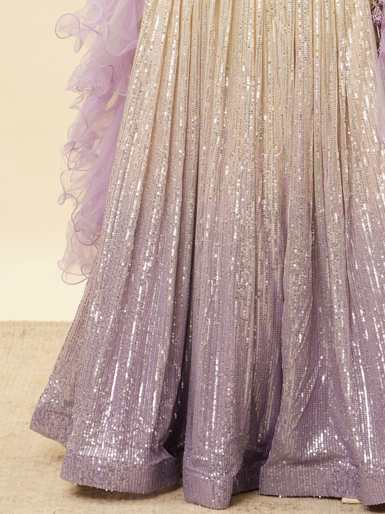 Mohey Women Lavender Purple Ombre Sequined Lehenga
