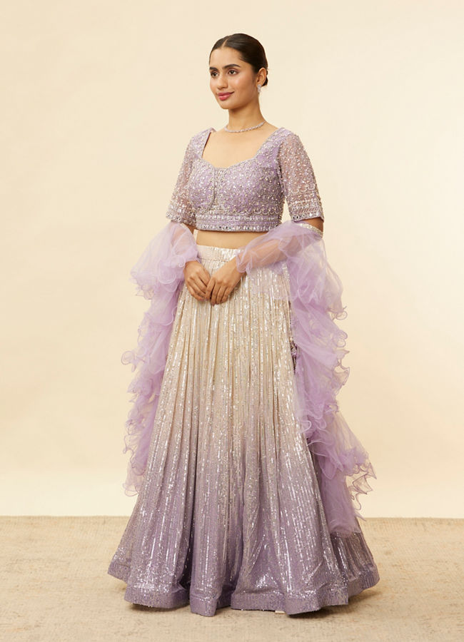 alt message - Mohey Women Lavender Purple Ombre Sequined Lehenga image number 2