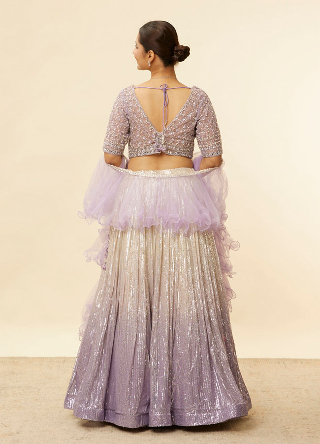 alt message - Mohey Women Lavender Purple Ombre Sequined Lehenga image number 4