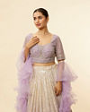 alt message - Mohey Women Lavender Purple Ombre Sequined Lehenga image number 1