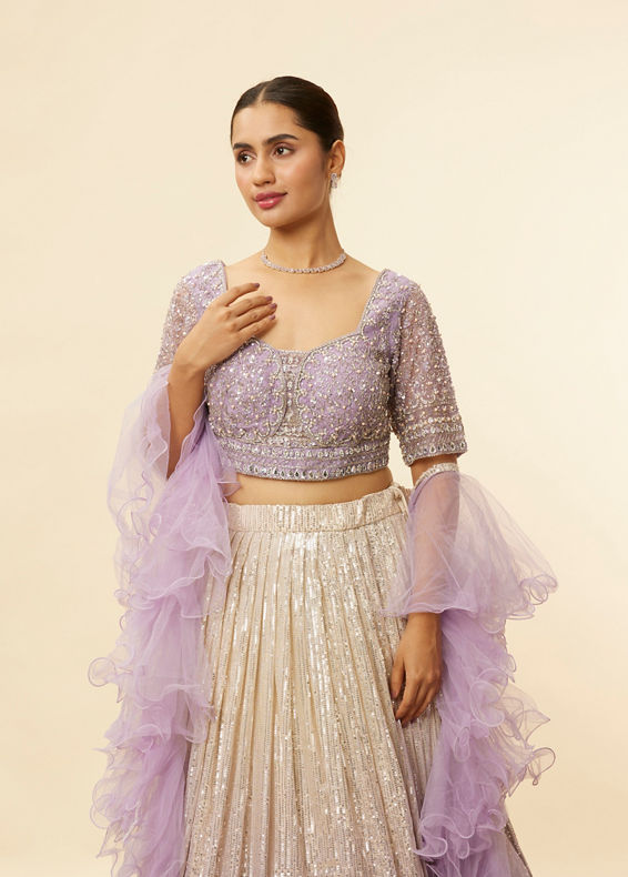 Mohey Women Lavender Purple Ombre Sequined Lehenga