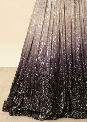 Smokey Grey Ombre Sequined Skirt Top Set image number 3