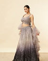 Mohey Women Smokey Grey Ombre Sequined Lehenga