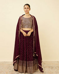 Mohey Women Wine Sequined Lehenga