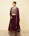 alt message - Mohey Women Wine Sequined Lehenga image number 3