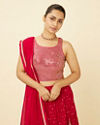 alt message - Mohey Women Fiesta Red Sequined Lehenga image number 1