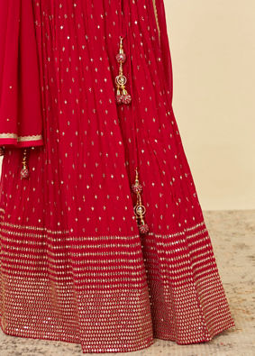 Mohey Women Fiesta Red Sequined Lehenga image number 2